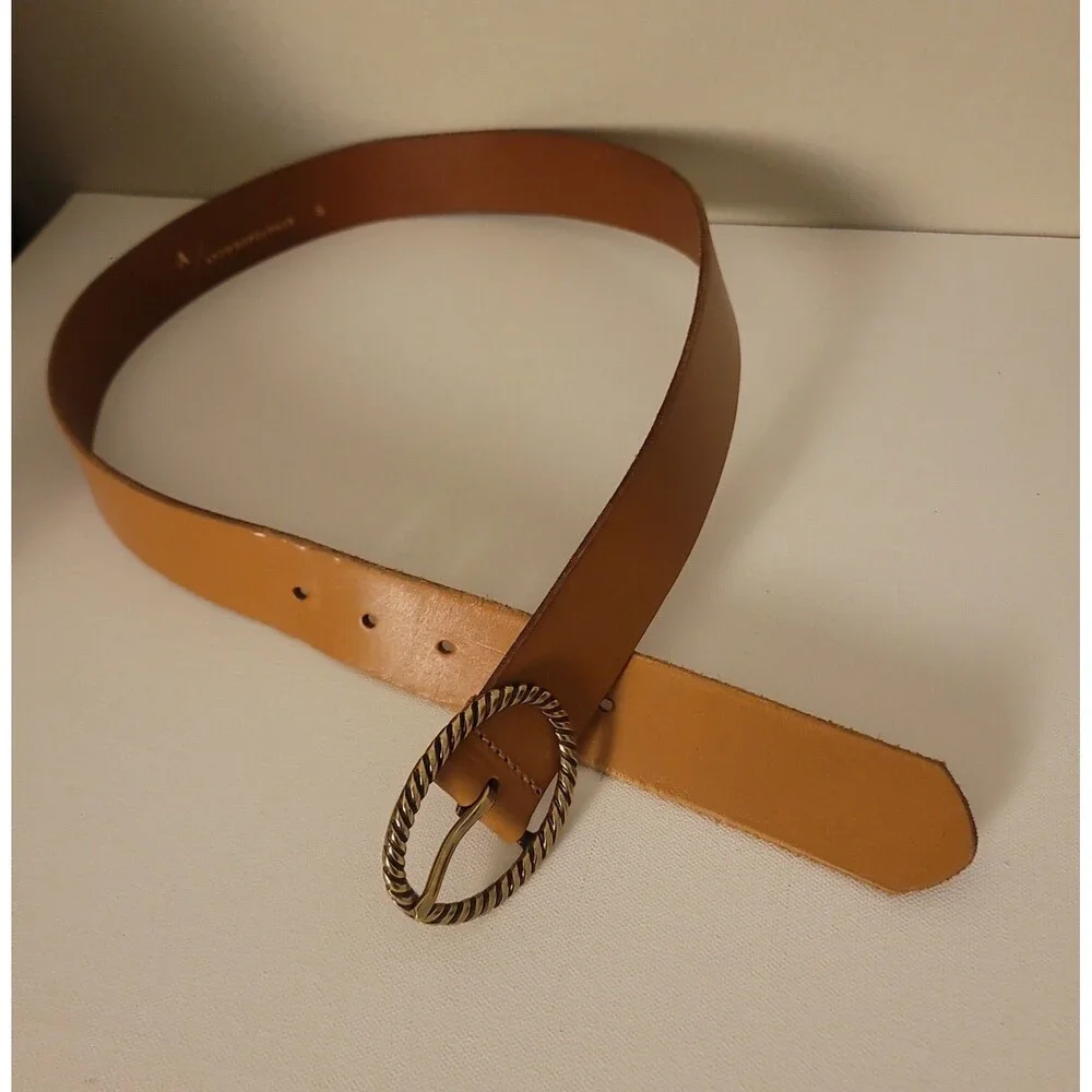 Anthropologie Honey Brown Leather Boho Belt Sz S - Picture 5 of 8